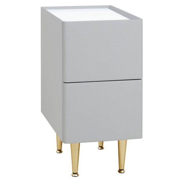 WOLTU bedside table with 2 drawers, high gloss, wood PVC + metal, white + gold