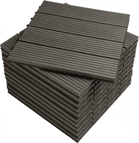 WPC Terrassenfliesen in Holzoptik Bodenbelag mit Klicksystem (11 Stück / 1 m) grau