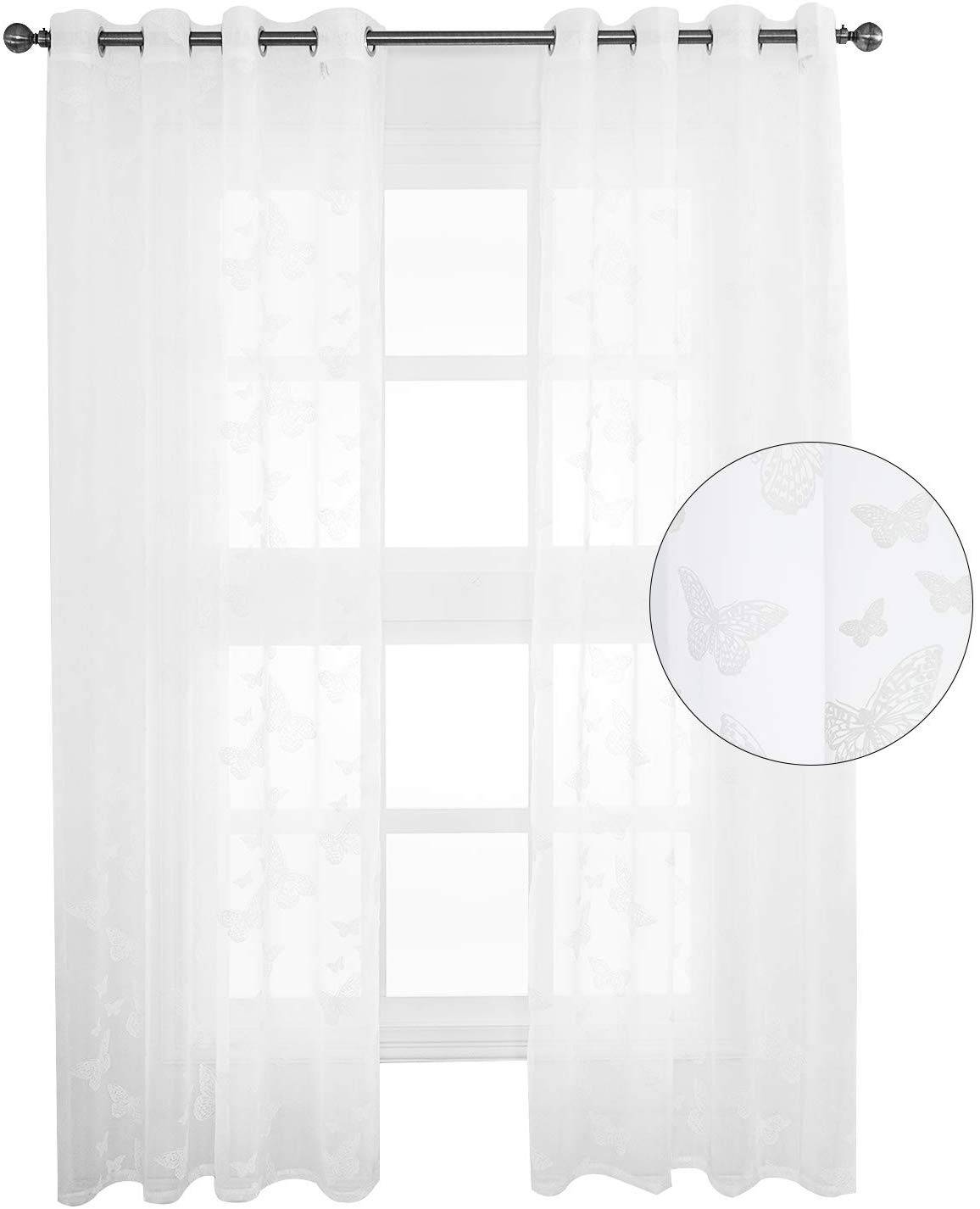 Sheer Voile Curtains Eyelet Ring Top, Voile White Curtains Eyelet