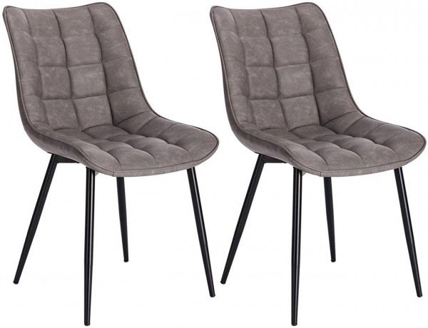 2er-Set Esszimmerstühle mit Rückenlehne, Sitzfläche aus Kunstleder, Metallbeine