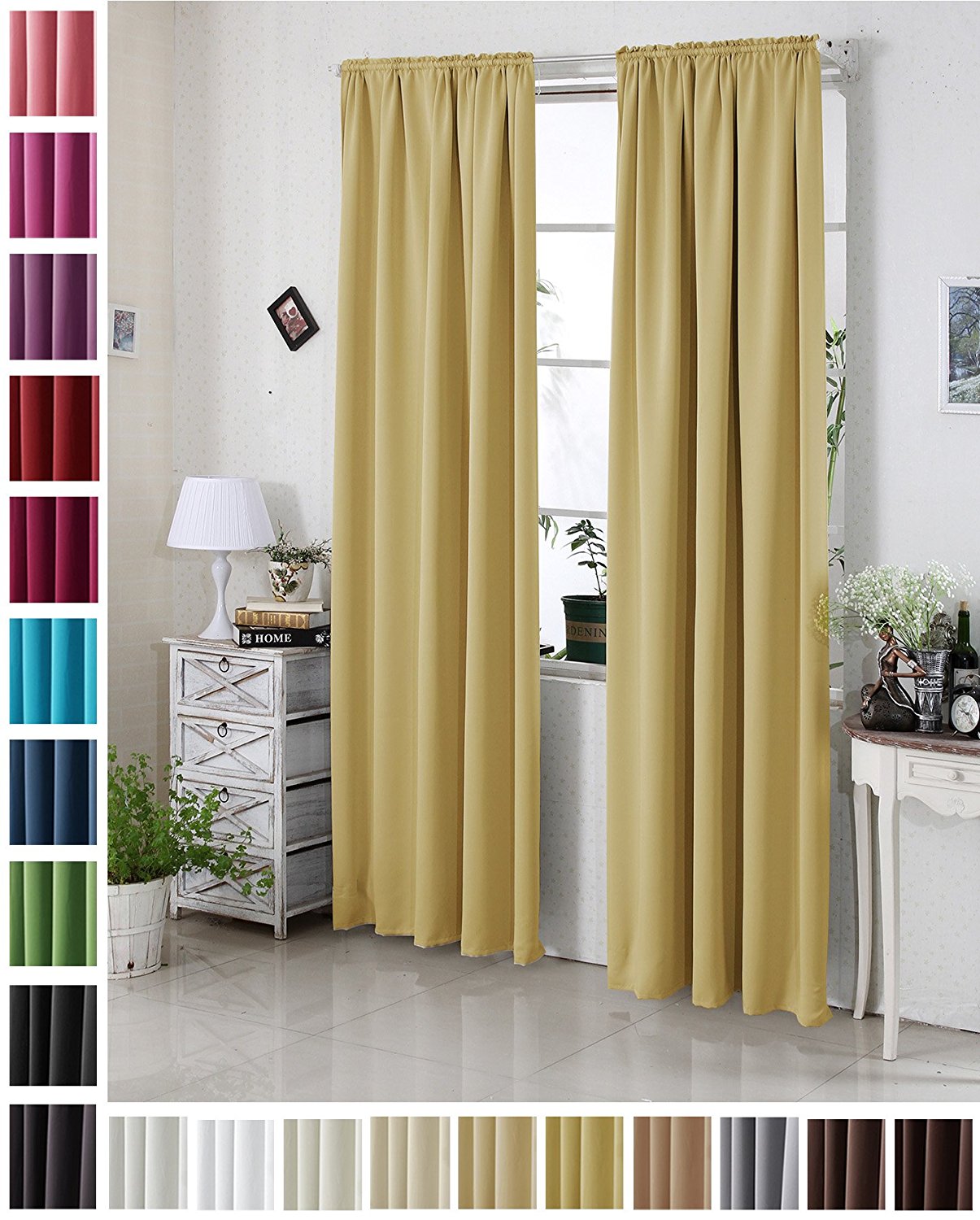 Ochre Lined Curtains Wool Feel Tape Top Ready Made Pencil Pleat Curtain Pairs 