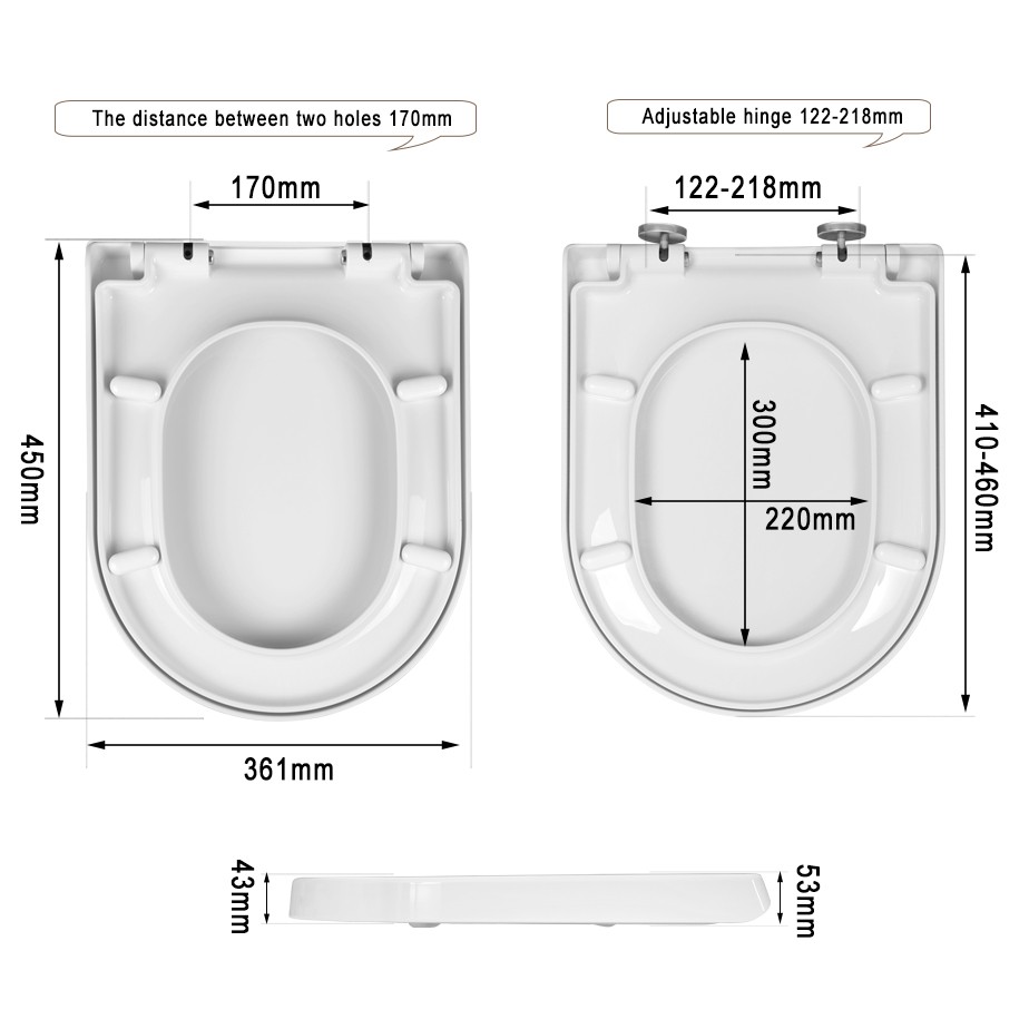 Toilettendeckel WC Deckel Sitz Absenkautomatik, Kunststoff, Fast  Fix/Schnellbefestigung, Softclose Scharnier, Antibakteriell