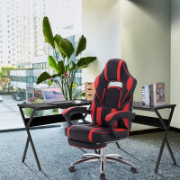 Gaming chair Racing chair with leather cushion, with footrest, synthetic leather