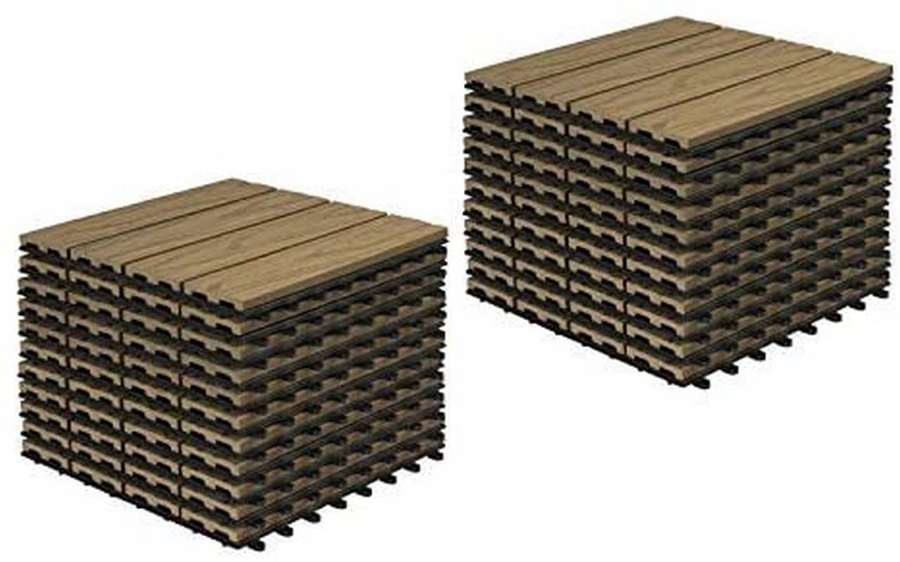 22 X Wpc Interlocking Decking Tiles Water Resistant Wood Plastic