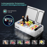 Auto Kühlbox, tragbare Gefrierbox, mit Rollen, 30 L, mit USB-Schnittstell Weiß+schwarz