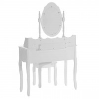 White dressing table with mirror, stool & 7 drawers