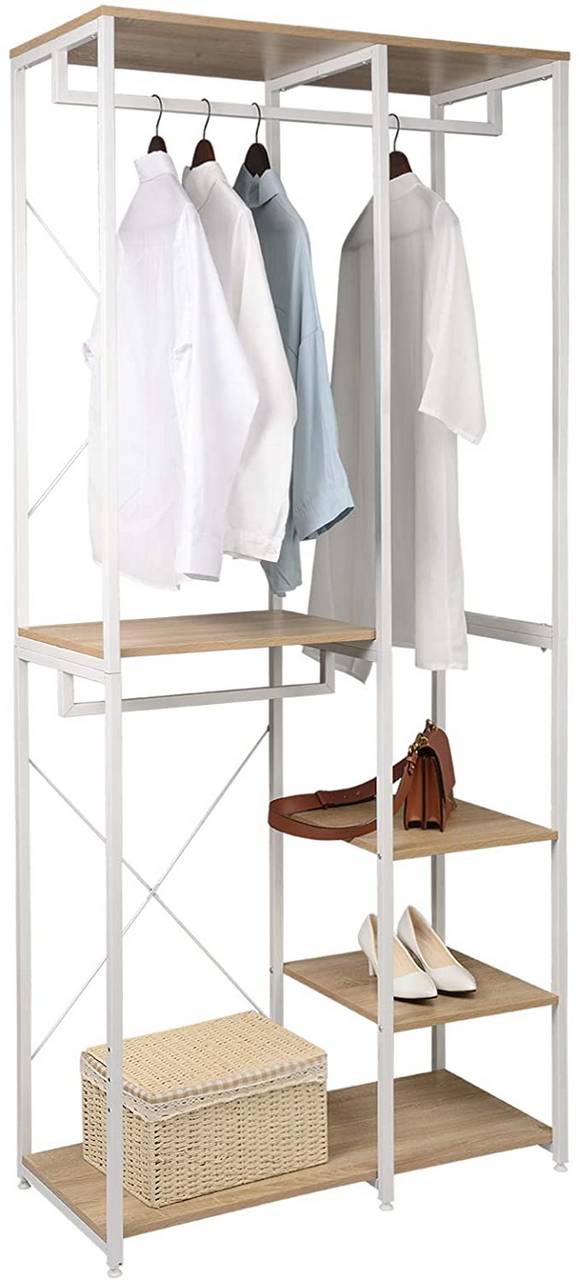 4 Ablage Kleiderständer Wäscheständer Kleiderstange  Holz mit Schuhregal 