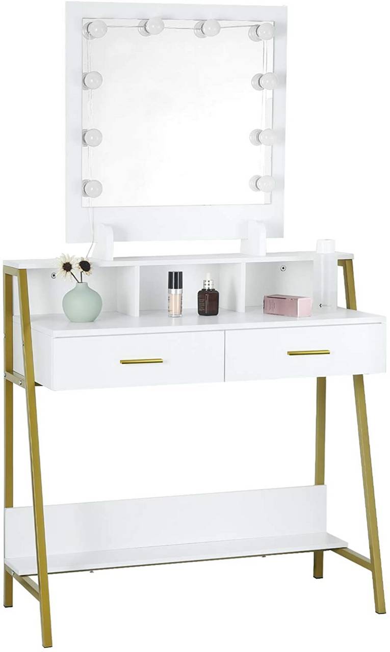 Dressing Table with LED lights Mirror, Makeup Desk with Adjustable