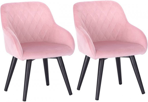2er-Set Kinderstühle  mit Rückenlehne Samtstoff Metallbeine,rosa 