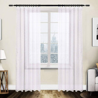 Voile Sheer Curtain Panels Pencil Pleat Tape Top Window Curtains 2 Pieces White