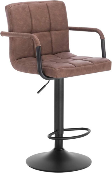 WOLTU bar stool bar chair with swivel backrest faux leather in antique leather look steel