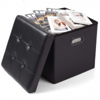 Leatherette sitting stool, foldable cube - model Qiana