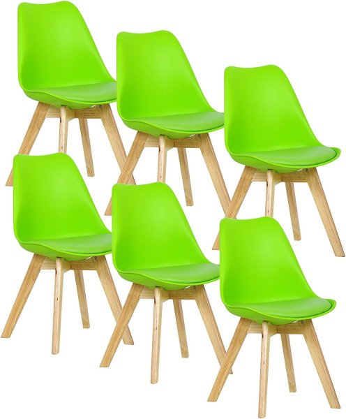 6er Set Esszimmerstühle Küchenstuhl Design Stuhl Kunstleder Holz Grün