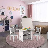Children's seating group with 3 wooden storage baskets