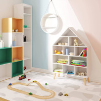 Kinder Bücherregal Hausform Kinderregal mit 5 Ebenen weiß