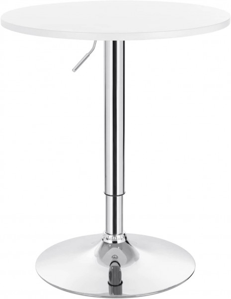Bartisch höhenverstellbarer Tisch 68-88 cm, multifunktionaler Partytisch aus MDF Metall, Weiß