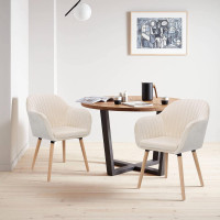 4er-Set Esszimmerstühle Küchenstuhl Wohnzimmerstuhl aus Samt Massivholz,cremeweiß 