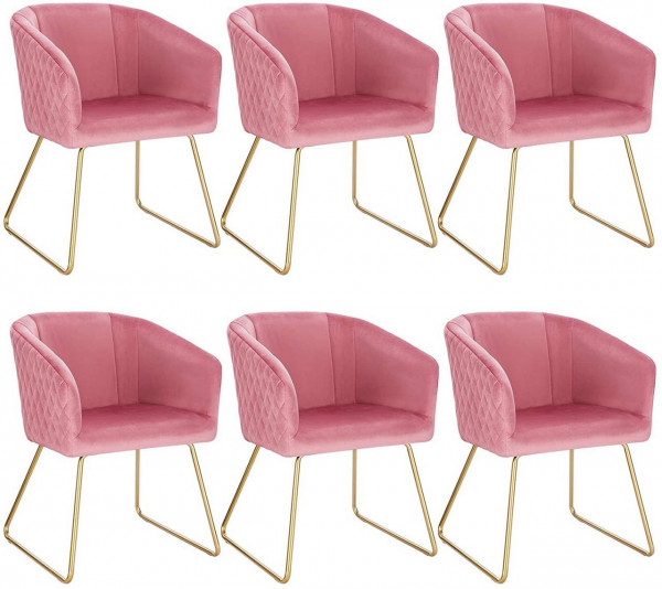 Set of 6 kitchen chair upholstered chair living room chair armchair made of velvet metal legs