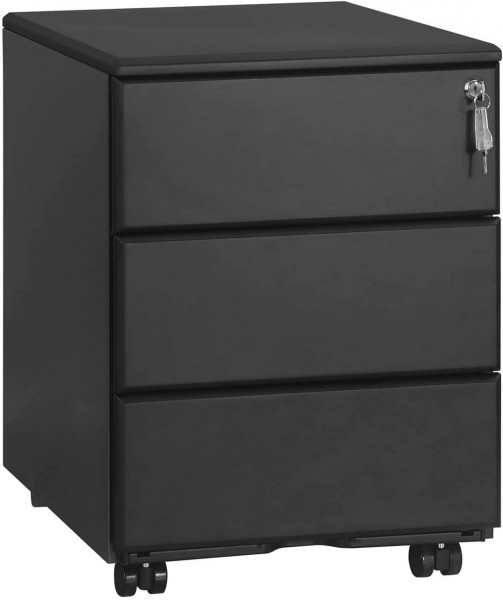 Rollcontainer Büroschrank mit 3 Schubladen schwarz