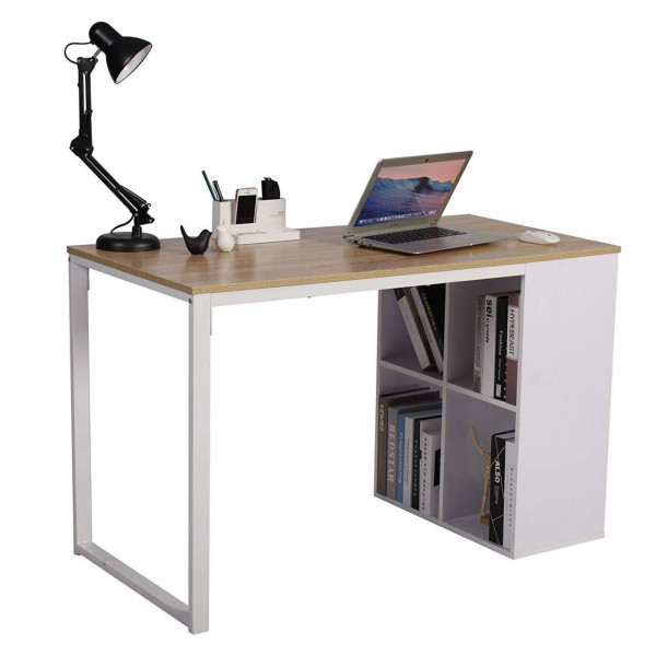 Schreibtisch Computertisch mit 4 Ablage Holz & Stahl