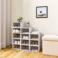 Pack of 12 shoe boxes stackable storage boxes shoe cabinet