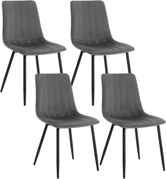Klihome eetkamerstoelen set van 4, design stoel, metalen poten, fluwelen zitting