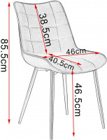 4er-Set Küchenstuhl mit Rückenlehne aus Samt Metallbeine Elif,dunkelgrau