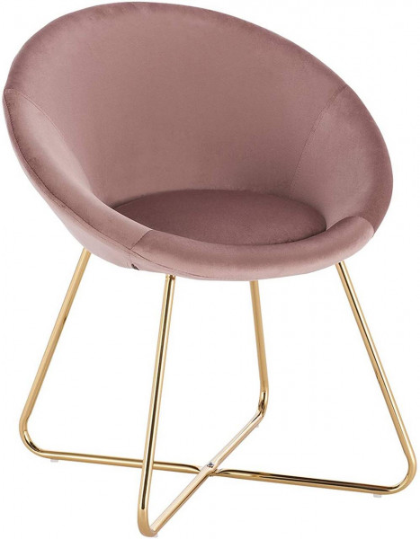 Küchenstuhl aus Samt & Metallbeine - Modell Hanna, rosa