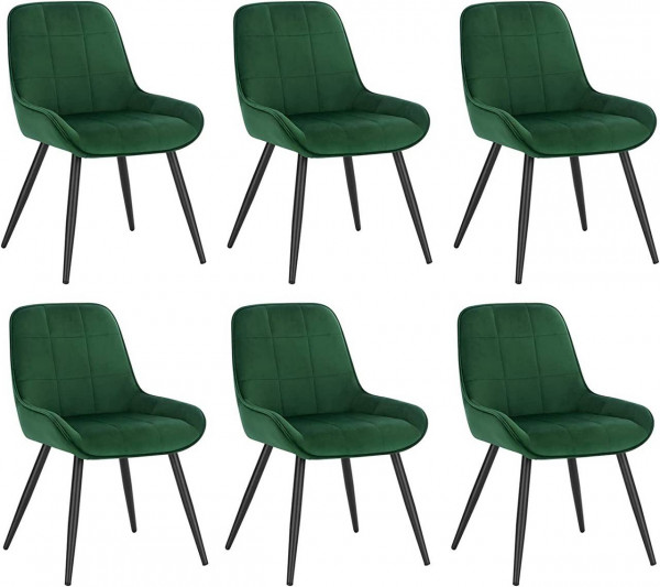 6er-Set Esszimmerstühle Polsterstuhl Samt Akzentstuhl mit Rückenlehne,dunkelgrün