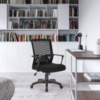 Bürostuhl mit Armlehne & Wippfunktion aus Nylon, schwarz