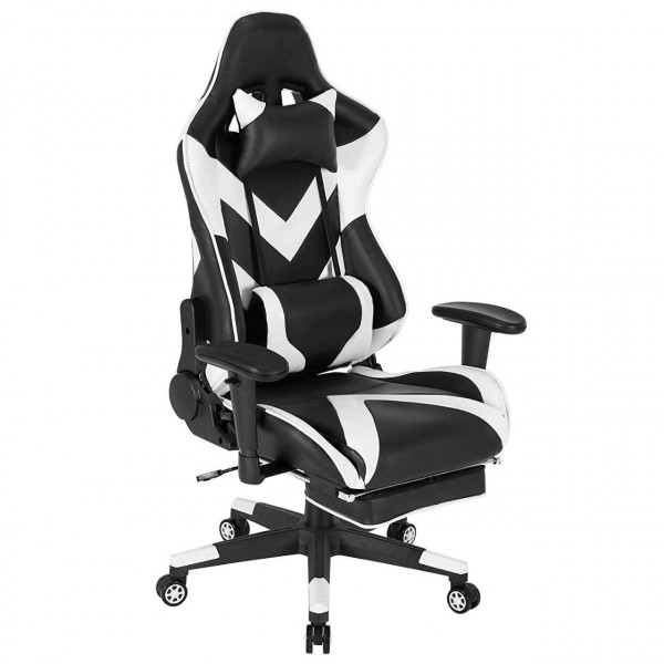 Gaming Chair, Faux Leather Seat with 155° Tilt Reclining Function Lumbar Support & Relaxing Headrest