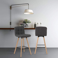 Set of 2 linen bar stool with backrest - model Andi