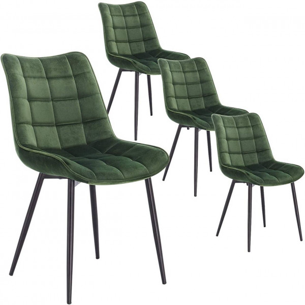 4er-Set Küchenstuhl mit Rückenlehne aus Samt Metallbeine Elif,dunkelgrün