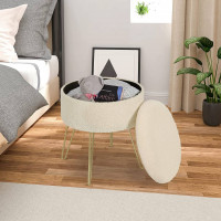 Stool dressing table round stool, stool with storage space round footstool upholstered stool