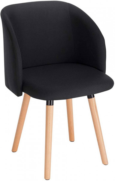 Esszimmerstühle mit Armlehne Sitzfläche aus Leinen Gestell aus Massivholz,schwarz
