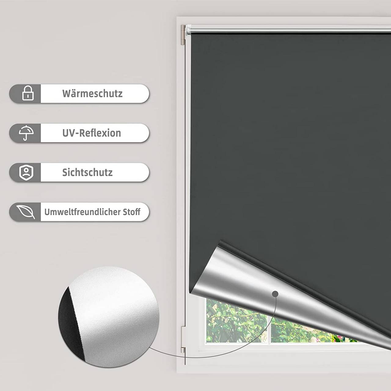 Rollo Klemmfix Verdunkelung Ohne Bohren Fenster Balkon Sonnen Sicht Schutz  3D