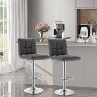 WOLTU bar stool can be rotated, height-adjustable, comfortable soft linen seat