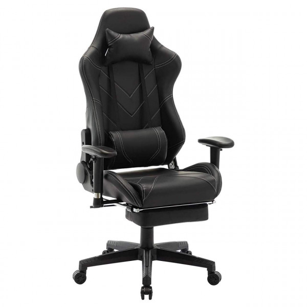 Gaming Chair, Faux Leather Seat with 155° Tilt Reclining Function Lumbar Support & Relaxing Headrest