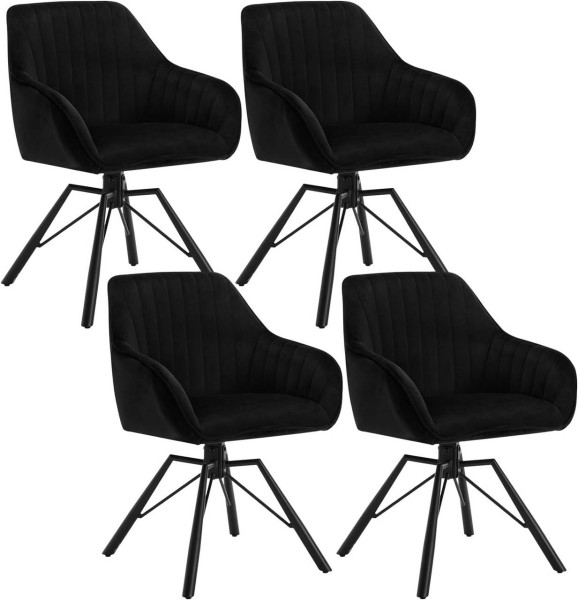 Esszimmerstühle drehbar 4er Set, Samt Sessel Wohnzimmer, Metallbeine, schwarz