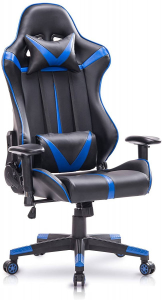 Gaming Stuhl Bürostuhl mit Kopf- und Lendenkissen Kunstleder