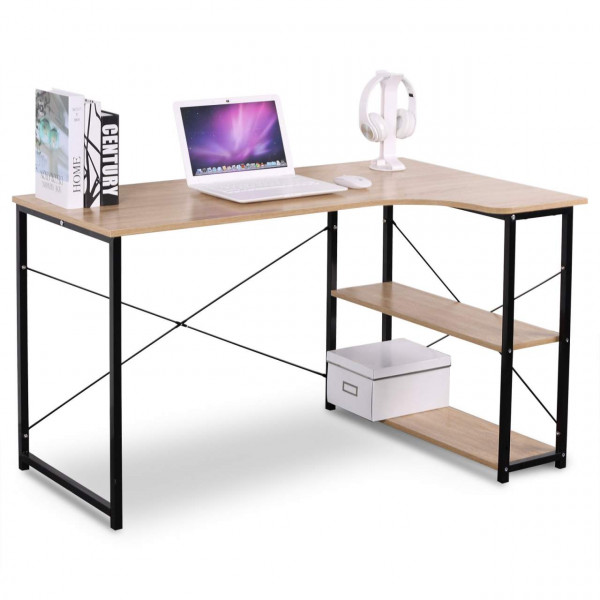 Spacious Work Table With Two Shelves Woltu Eu