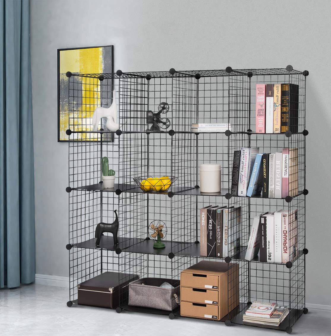 6/8/12 Metal Wire DIY Storage Cubes Bookcase Shelving Unit Wardrobe Display Rack 