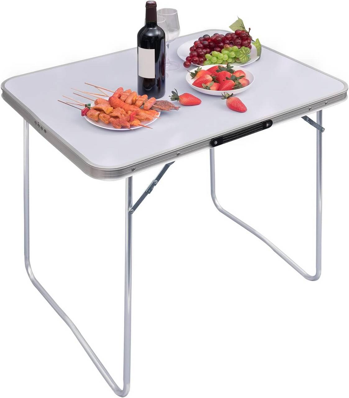 Table de camping JULIAN, Pliable, avec Plateau de table en contreplaqué MDF  et protection des bords en aluminium, 80 x 60 x 68 cm acheter en ligne à  bas prix
