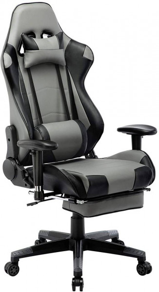 Fauteuil Gaming avec Repose-tête et Repose-Pieds, Chaise de Bureau Design Ergonomique réglable et Rotatif