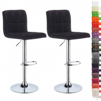 Stylish set of 2 bar stools in canvas & metal legs
