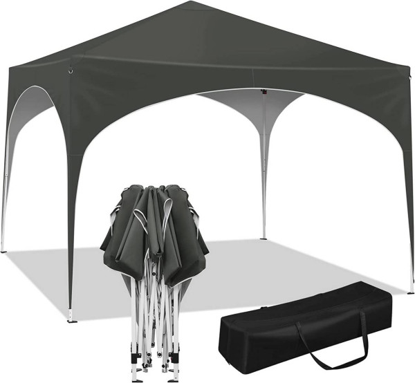 Pavillon Pop-Up wasserdicht, Sonnenschutz aus Oxford Metallrahmen 3x3m grau