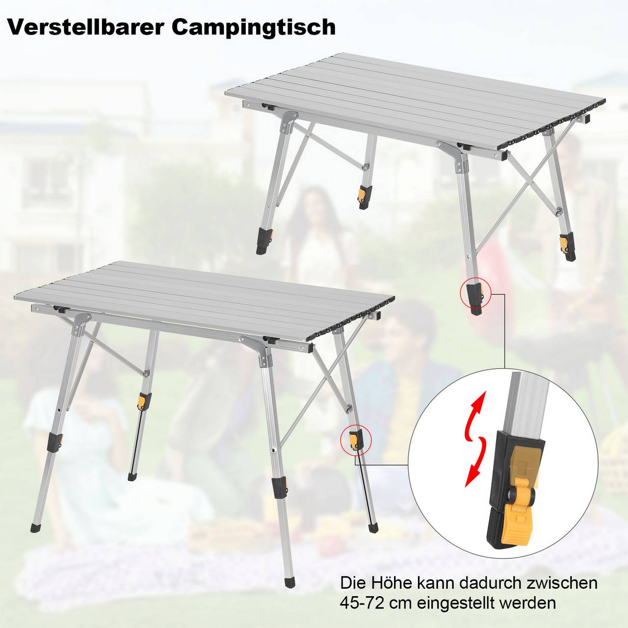Campingtisch klappbar Klapptisch Camping Reisetisch Alu Outdoor Tisch mit Tasche 