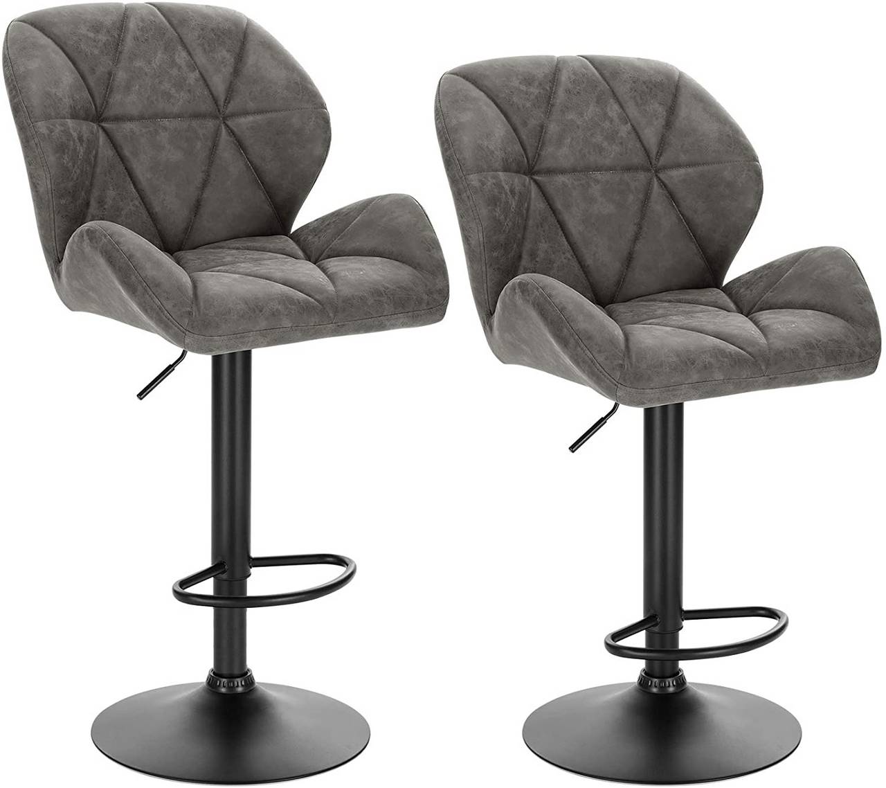 Set of 2 bar stools, counter stools, bistro stools with backrest made of  imitation leather