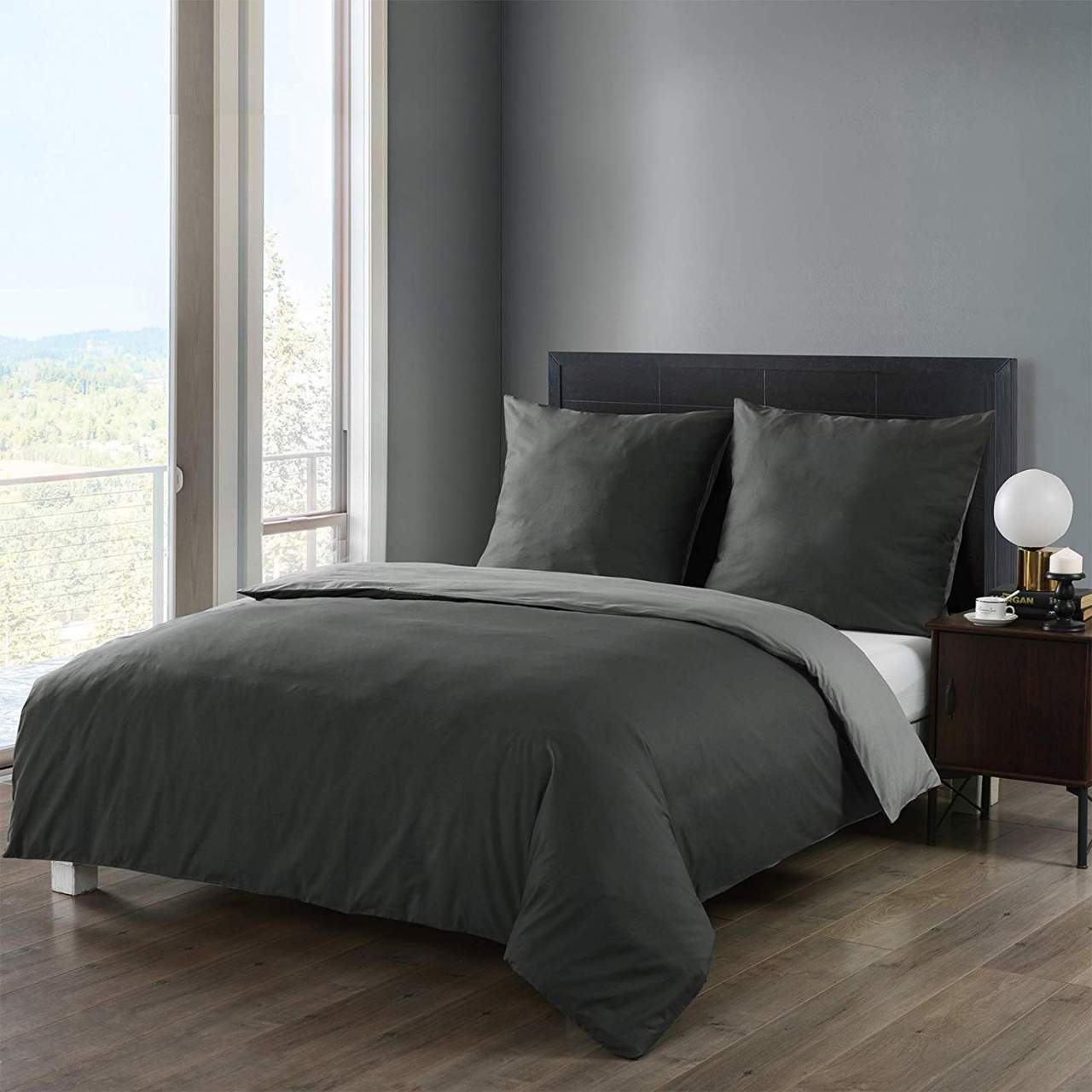 Bedding Duvet Cover Set Dark Gray Gray Cotton For Single Size Bed