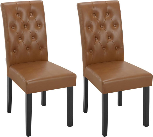 WOLTU dining chairs, kitchen chair with high back, made of faux leather cover wooden legs